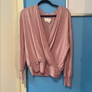 Anthropologie Pink V-Neck Soft Pullover